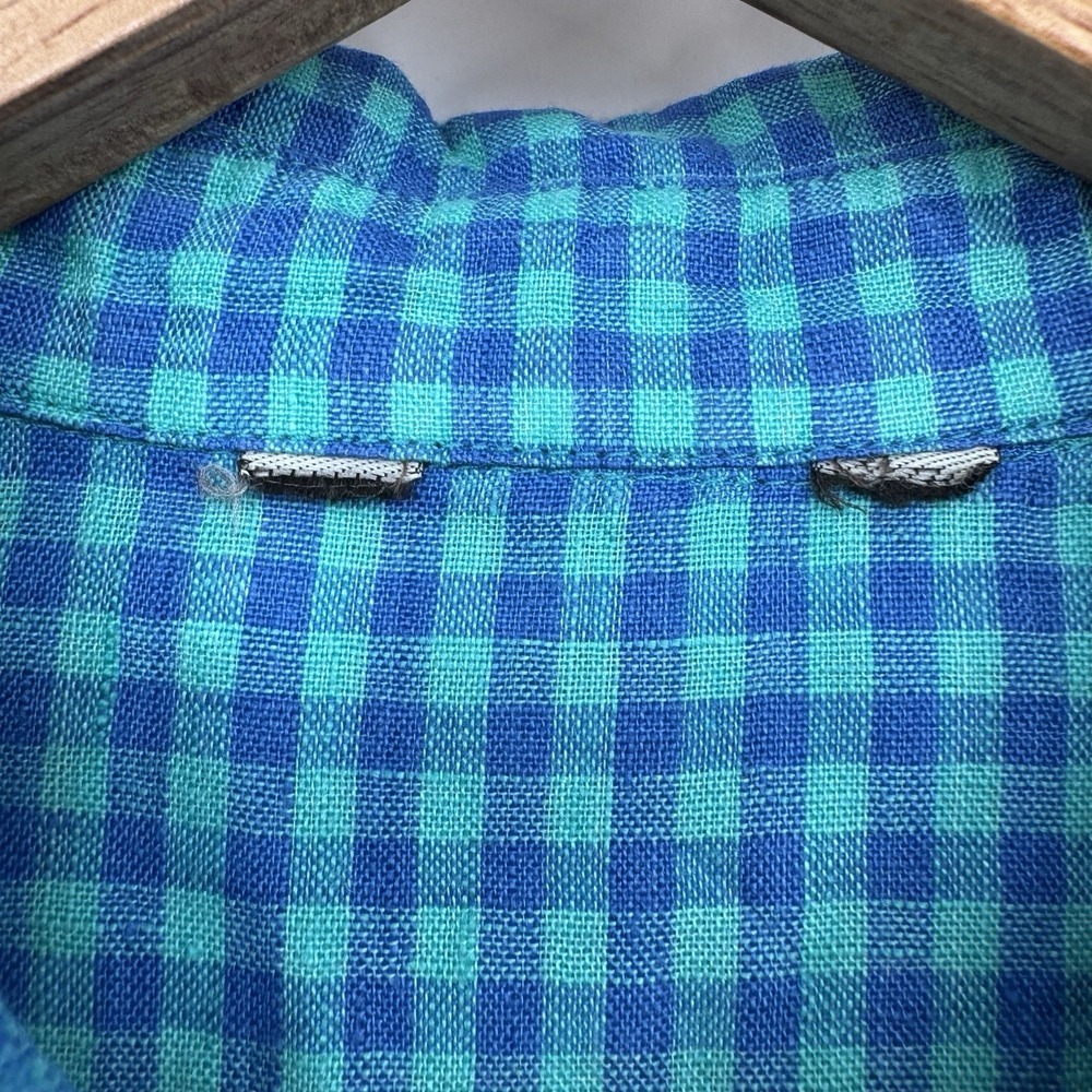 Multiples Embroidered Gingham Tunic Top Blue Teal… - image 5